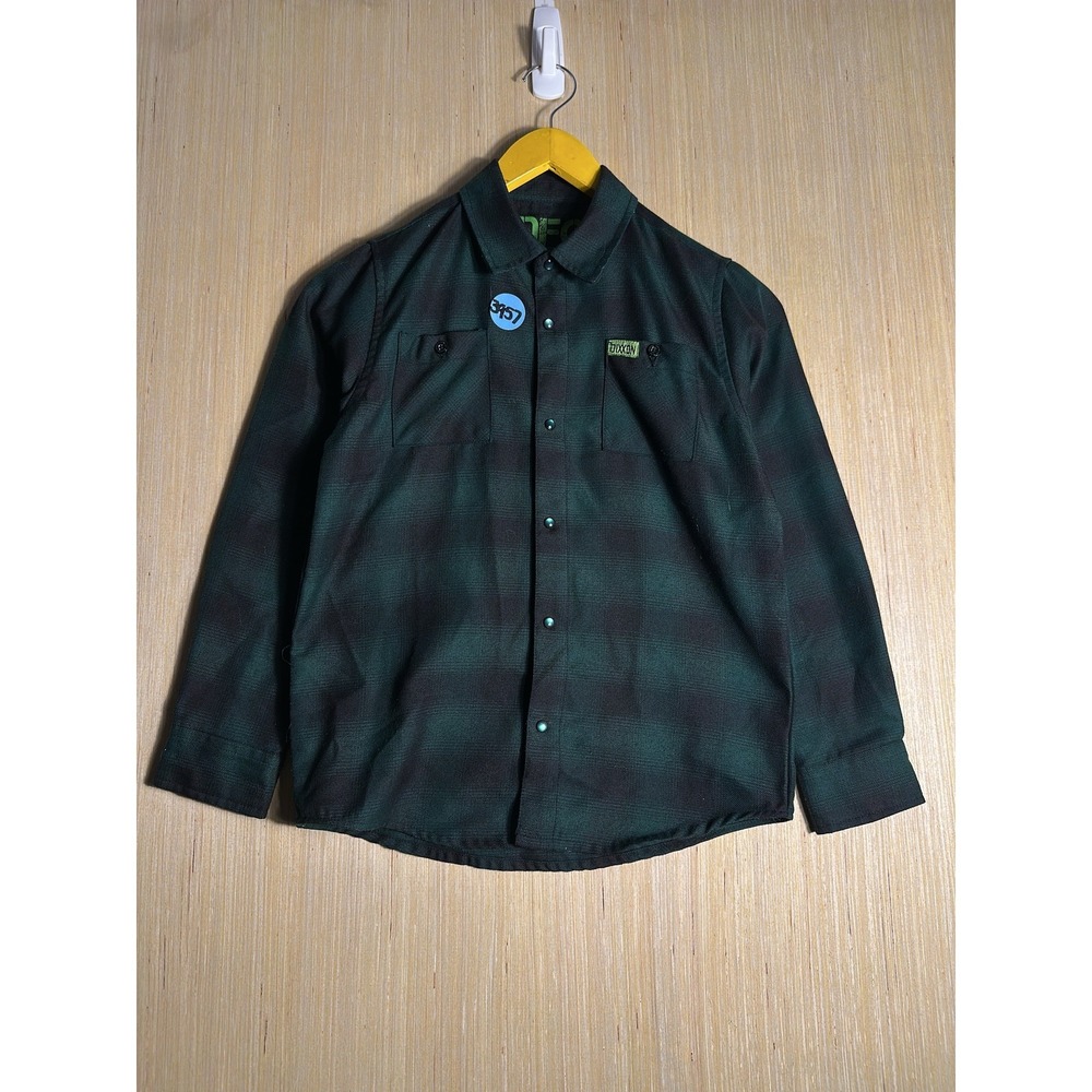 DIXON Green Plaid Flannel Button Up Long Sleeve Shirt Kids Medium Casual Shirt